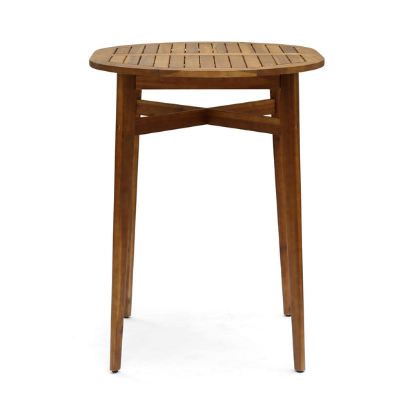 English Elm Christopher Knight Home® - STAMFORD Rustic Acacia Wood Outdoor Bar Table with Slat Top, X-Stretcher Support, Teak/Grey Finish 64870.00