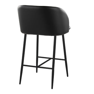 English Elm Fixed-height Counter Stools Industrial Black Metal Pu Upholstered Seat Kitchen Set B202S01826