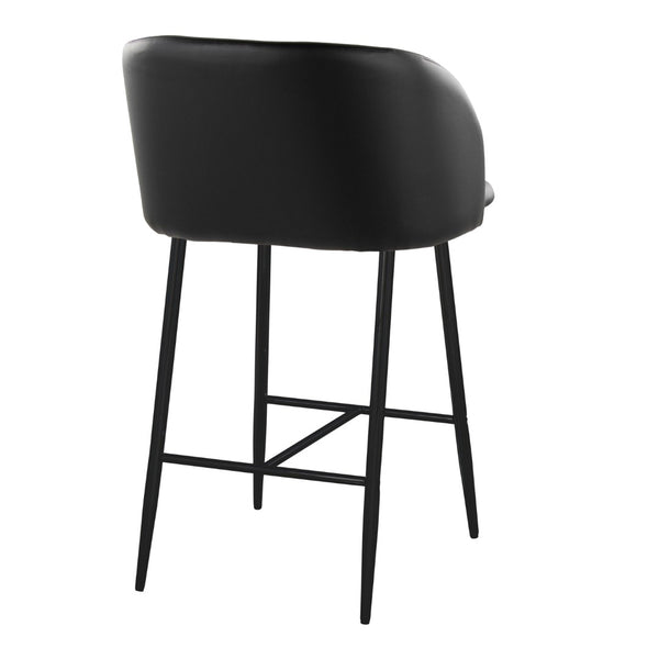 English Elm Fixed-height Counter Stools Industrial Black Metal Pu Upholstered Seat Kitchen Set B202S01826
