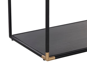 Sunpan Doone Nightstand: Handcrafted Matte Black Metal End Table with Brass Accents & Soft Close Drawers