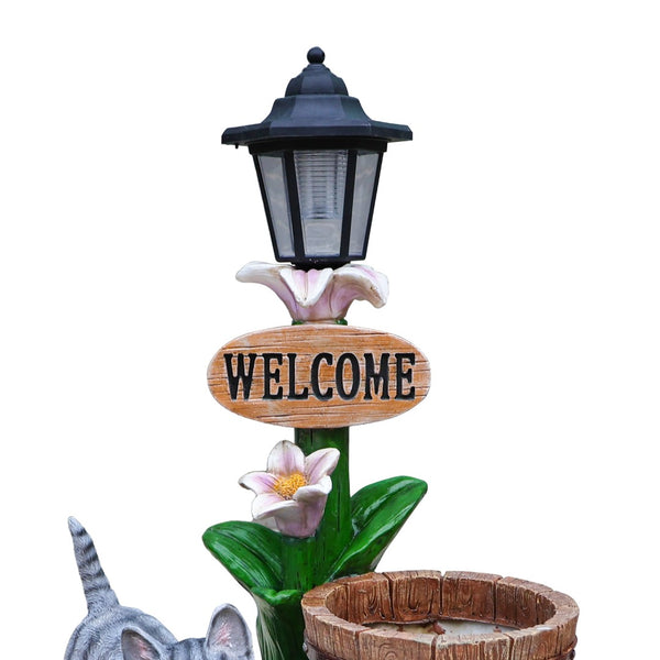 English Elm Labrador Solar Garden Statue with Led Glow and Built-in Succulent Planter Basin W5398P464241
