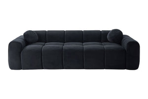 English Elm 98.4" Corduroy Cloud Puff Sofa Vacuum Packed 4-seater Living Room Couch with Pillows Black W5515P477282