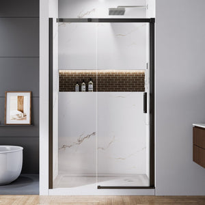 English Elm 44--48" Sliding Tempered Glass Shower Door Brushed Nickel Frameless Spa Bath W637P382565
