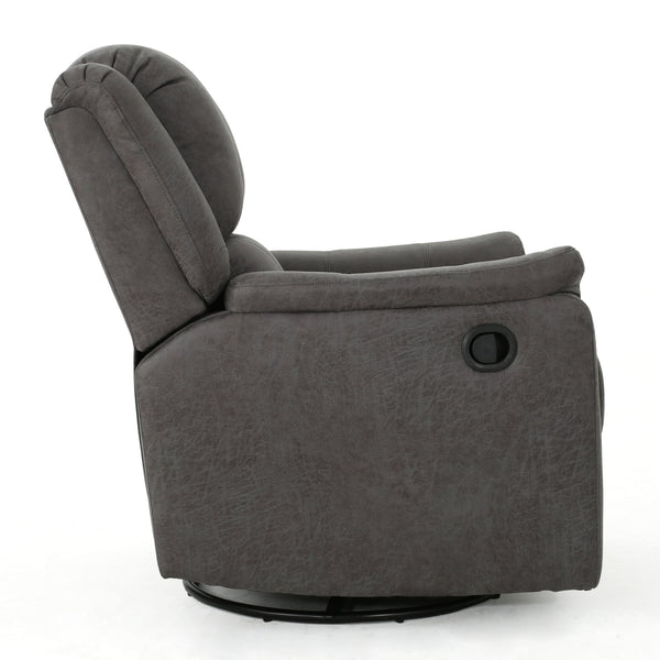 English Elm Christopher Knight Home® - GLIDER Plush Fabric Swivel Recliner with Smooth Gliding Motion, Contemporary Upholstered Comfort Slate 61368.00MF