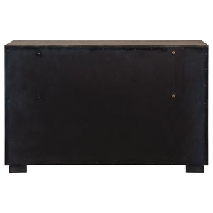 English Elm Gibbons Six Drawer Dresser Warm Brown Finish with Chrome Pulls for Modern Bedroom B062P447734
