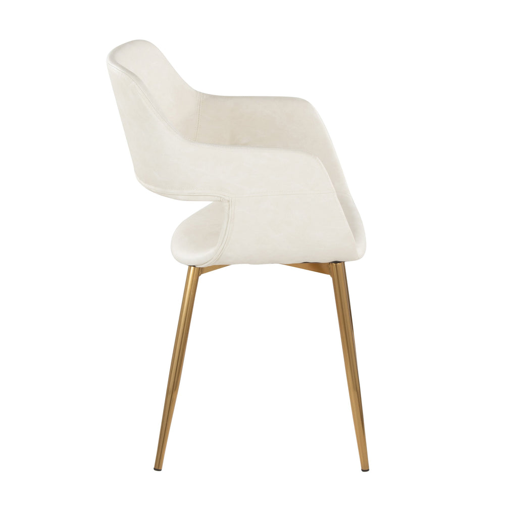 English Elm Margarite Modern Glam Dining Chairs Set Of 2 In Cream Faux Leather & Gold Metal For Elegant Spaces B202S01275