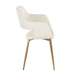 English Elm Margarite Modern Glam Dining Chairs Set Of 2 In Cream Faux Leather & Gold Metal For Elegant Spaces B202S01275