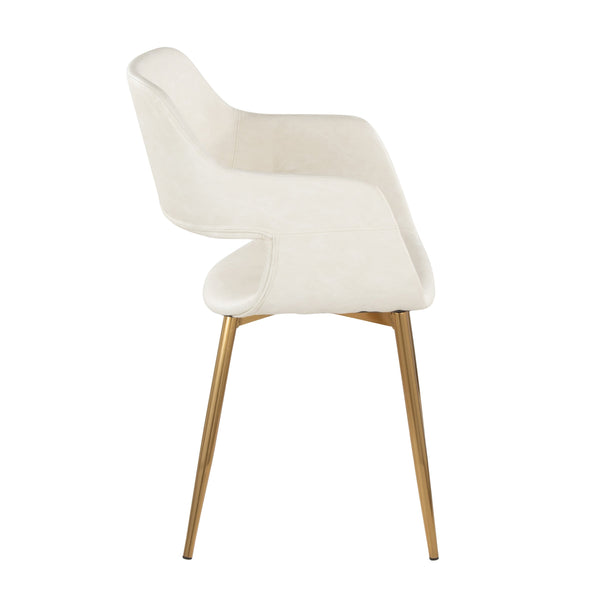 English Elm Margarite Modern Glam Dining Chairs Set Of 2 In Cream Faux Leather & Gold Metal For Elegant Spaces B202S01275