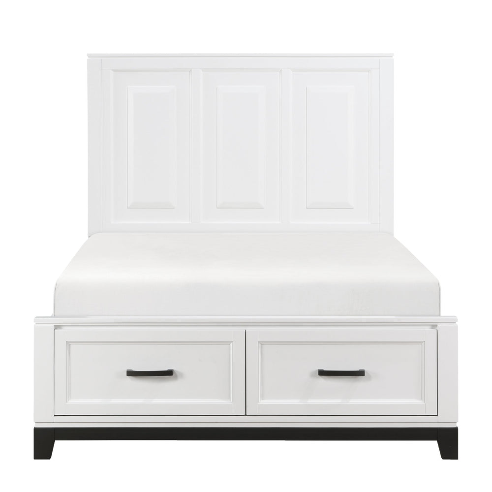 English Elm White Garretson Queen Platform Bed with Built-In Storage Drawers Rustic-Transitional Wood Frame White 63 L x 35.75 W x 4.25 H B011S01492