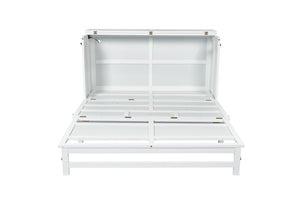 English Elm Murphy Cabinet Queen Bed Solid Pine Frame with Built-in Charging Station for Guest Rooms White W504S00164
