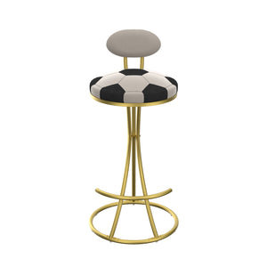 English Elm Football Velvet Bar Stools Set of 2 — Creamy White Back, Gold Metal Frame, Plush Foam Seat, 27.95" Height W1757P354692