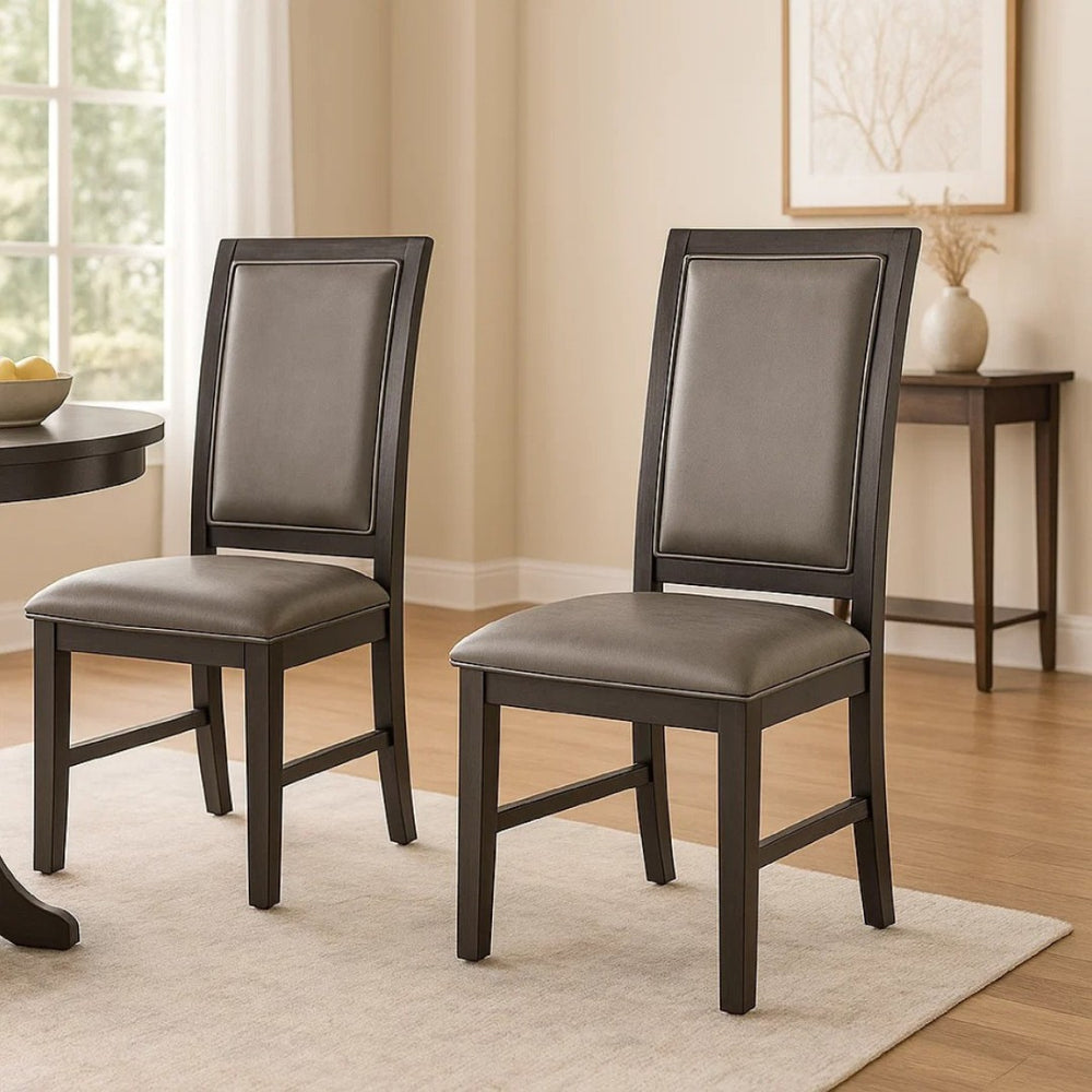 English Elm Jefy Faux Leather Dining Side Chairs Set of 2 Espresso Frame Contemporary Style B056P417074