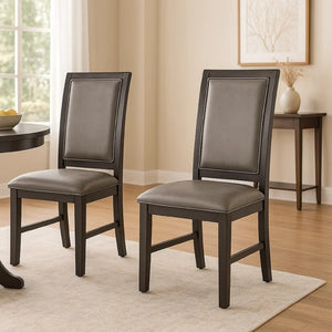 English Elm Jefy Faux Leather Dining Side Chairs Set of 2 Espresso Frame Contemporary Style B056P417074