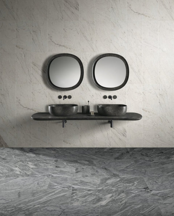 English Elm 12*24 White Marble Wall Tiles - Authentic Snow Mountain Stone With Fs Texture & 3D Fluted Design W1696P262332