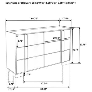English Elm Lincoln Eastern King Bedroom Set with Led Headboard Two-tone Wood and White Panels B062S01565