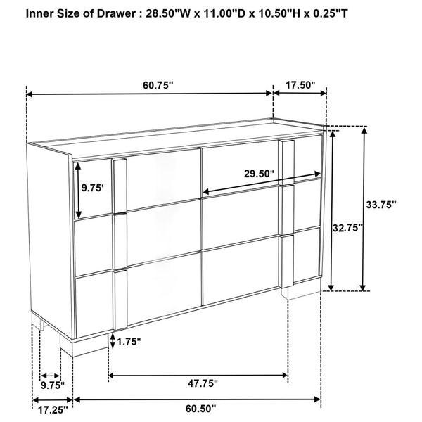English Elm Lincoln Eastern King Bedroom Set with Led Headboard Two-tone Wood and White Panels B062S01565