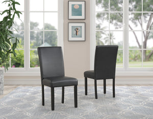 English Elm 5pc Modern Round Dining Set with Faux Marble Top & PU Upholstered Chairs, White Top Black Base, 45" B011P405693