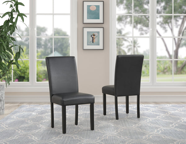 English Elm 5pc Modern Round Dining Set with Faux Marble Top & PU Upholstered Chairs, White Top Black Base, 45" B011P405693