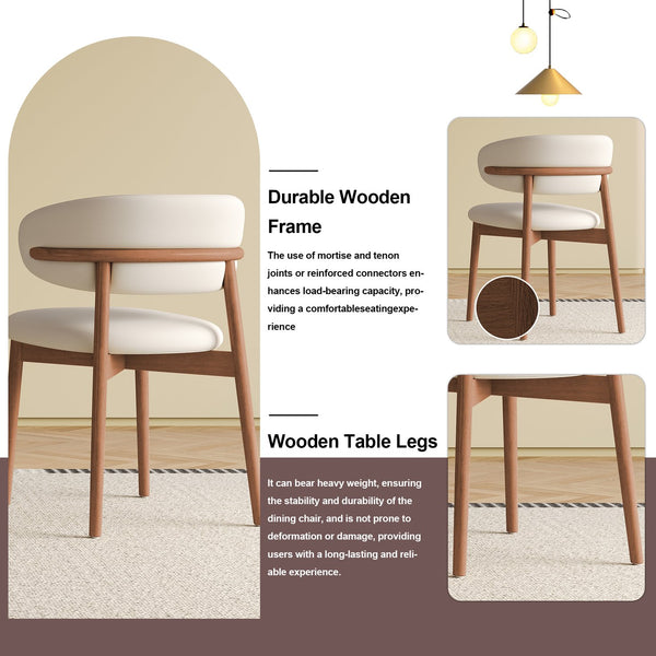 English Elm Mid-Century White Dining Chairs Set of 2 – Ash Wood Legs, Ergonomic PU Seats, Durable, Easy Assembly W509P316122
