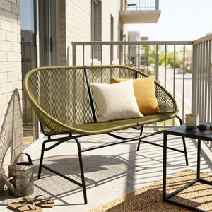English Elm Condessa Outdoor Pe Rattan Loveseat Iron Frame Weather Resistant Patio Seating Green N775P423051G