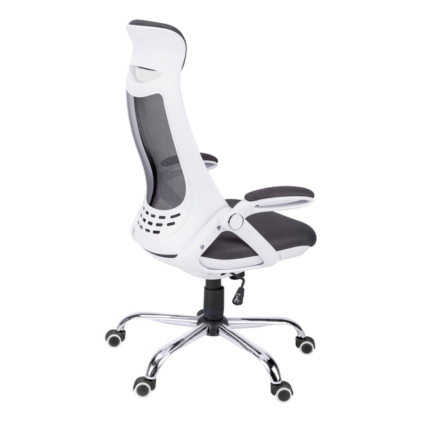 English Elm Office Juvenile Ergonomic Desk Chair with Breathable Mesh Back, Padded Seat, Swivel Mobility and Tilt Control White 28 L x 13 W x 25 H B2710P219671