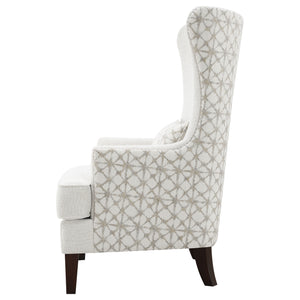 English Elm Lindstrom Tall Latte Wingback Accent Chair with Nailhead Trim, Plush Upholstery & Dark Wood Legs B062P358332