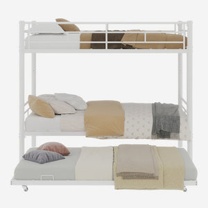 English Elm Heavy-duty Metal Twin over Twin Bunk Bed with Noise-Reducing Design, Safety Rail, Ladder, 350lb Capacity White W1935P300342