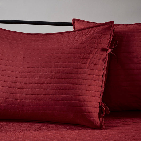 English Elm 6 Reversible Plaid Daybed Cover Set Red & Black Herringbone Quilt Twin Cabin Style Bedding Set B03597555