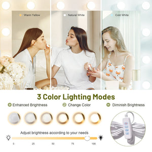English Elm Vanity Desk Hollywood Led Mirror 11 Drawers 7 Tier Shelving White Glam Mdf N704G202309K