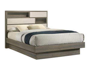 English Elm Gem Modern King Bed With Two-Tone Wood Finish And Integrated Storage For A Stylish Bedroom Upgrade B009S01433
