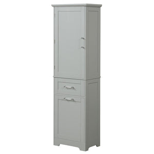 English Elm Tall Bathroom Storage Cabinet - Freestanding Grey Mdf Unit With Drawers & Adjustable Shelf For Organizing N725P206895E-GIGA