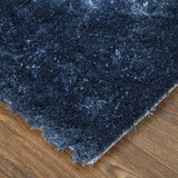 Feizy Rugs 4944550f Indochine Plush Hand-tufted Polyester Shag Rug - Luxurious High Pile For Contemporary Spaces Blue,Black Polyester 4944550fblu000f50