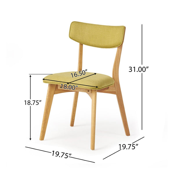 English Elm Caleb Mid Century Upholstered Dining Chairs Rubberwood Tapered Legs Set of 2 Tea Green N768P379763G