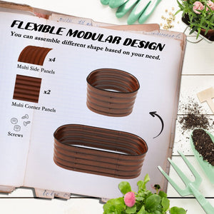 English Elm Outsunny Galvanized Raised Garden Bed Kit - Compact 3.5' X 2' Elevated Planter For Flowers & Herbs W2225P174436-GIGA