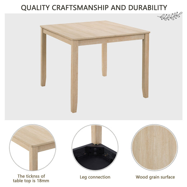 English Elm Modern 4-Piece Dining Set with Smooth Waterproof Top, Stable Wood Frame, Comfortable Foam Chairs Beige,Light Oak W1998S00079