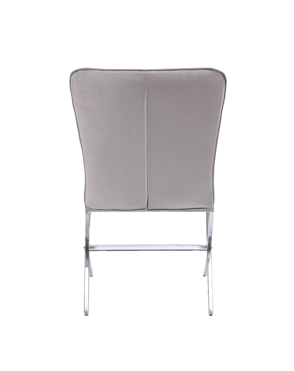 English Elm Daire Light Gray Velvet Side Chairs Set of 2 – Chrome X-Leg Armless Dining Chairs, Padded High Back B2726P337697