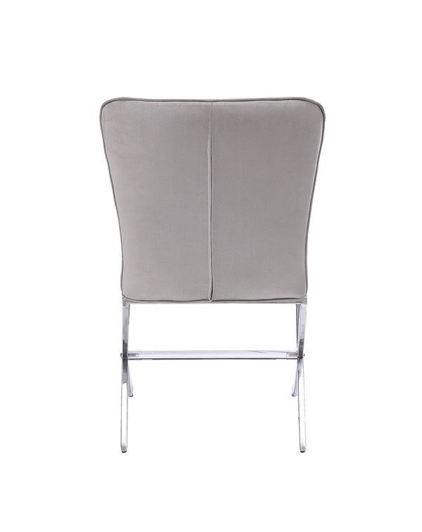 English Elm Daire Light Gray Velvet Side Chairs Set of 2 – Chrome X-Leg Armless Dining Chairs, Padded High Back B2726P337697