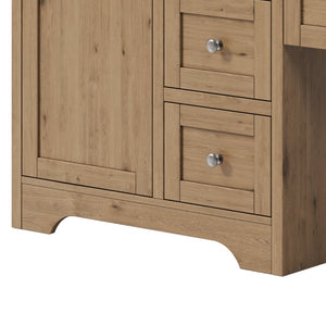 English Elm 84" Double Sink Vanity with Stone Countertop Six Soft Close Drawers and Silver Knobs Wood N817P404196B