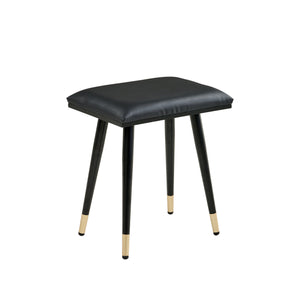English Elm Modern Makeup Vanity Desk with LED 3-Color Mirror, Built-In Power Station, Sliding Cabinet, Stool Black N844P288432B