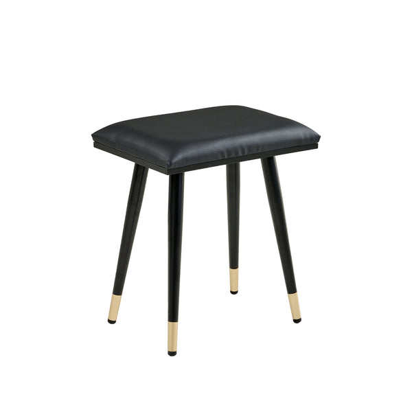 English Elm Modern Makeup Vanity Desk with LED 3-Color Mirror, Built-In Power Station, Sliding Cabinet, Stool Black N844P288432B