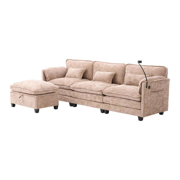 English Elm United We Win 112" Oversized Modular Chenille Sectional Sofa With Storage Ottoman & Usb Charging Ports W1568S00183-GIGA