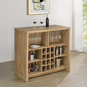 English Elm Irving Compact Mango Home Bar with Wine Grid for 12 Bottles, Stemware Racks & Open Cubbies — Durable Engineered Wood Laminate Organizer B062P375550