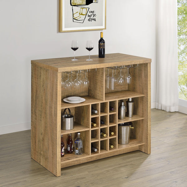 English Elm Irving Compact Mango Home Bar with Wine Grid for 12 Bottles, Stemware Racks & Open Cubbies — Durable Engineered Wood Laminate Organizer B062P375550