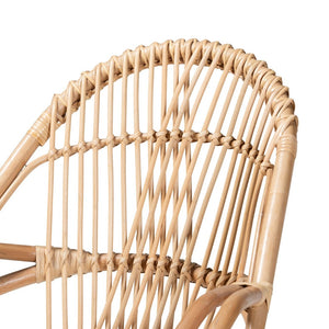 English Elm Modern Bohemian Rattan Accent Chair with Woven Backrest and White Upholstered Seat B2750P470037