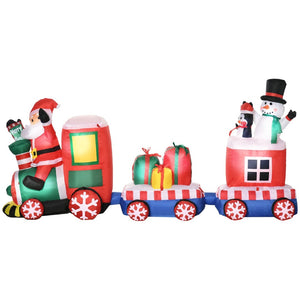 English Elm Outsunny 8Ft Inflatable Christmas Train With Santa, Snowman, Penguin & Gifts – Led Yard Decor! W2225P229102-GIGA