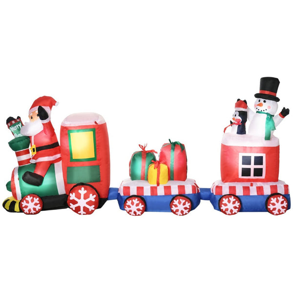 English Elm Outsunny 8Ft Inflatable Christmas Train With Santa, Snowman, Penguin & Gifts – Led Yard Decor! W2225P229102-GIGA