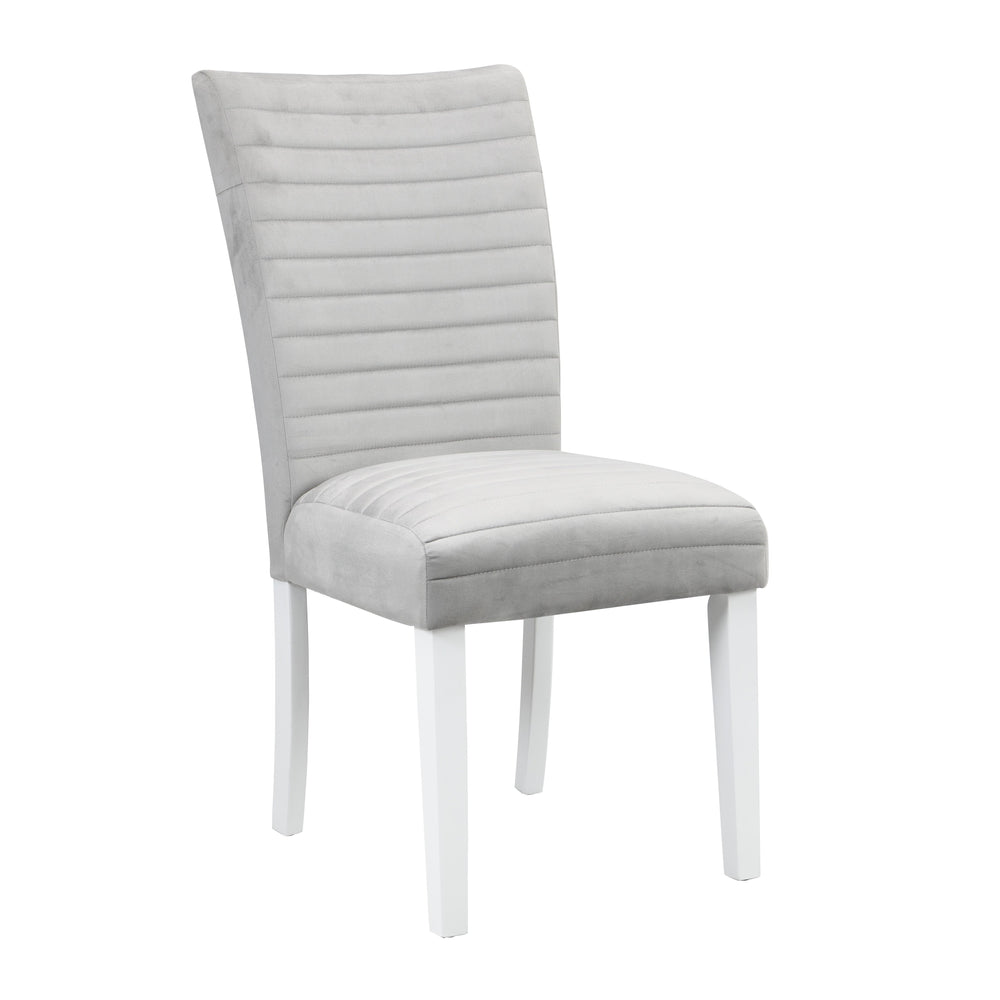 English Elm Elizaveta Gray Velvet & White High-Gloss Side Chair Set of 2 with Cushioned D20 Foam, 220lb Capacity B2726P288749