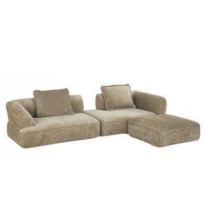 English Elm 122" L-shaped Sectional with Deep Chaise High Density Foam Low Profile Living Room Sofa Off-White+Natural N767P371309O