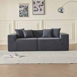 English Elm Versatile Modular Loveseat Sofa with Deep-Seated Foam Comfort, Corduroy Upholstery, Compact Sectional for Apartments Gray W1765S00112