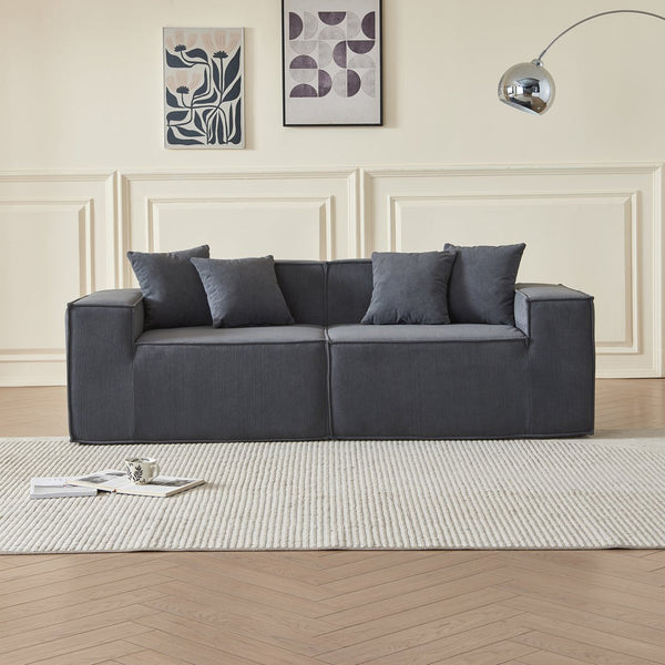 English Elm Versatile Modular Loveseat Sofa with Deep-Seated Foam Comfort, Corduroy Upholstery, Compact Sectional for Apartments Gray W1765S00112